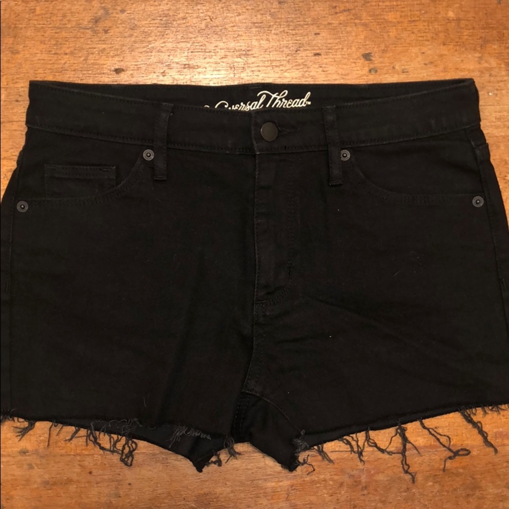 Black Denim Cutoff Shorts - High Waste